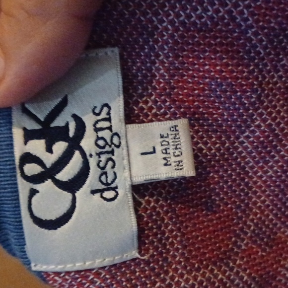 C&K Designs Beautiful Vintage Large Knit Red, White Blue Sweater Jacket Size L - Picture 3 of 6